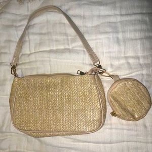 Beige shoulder bag with coin purse